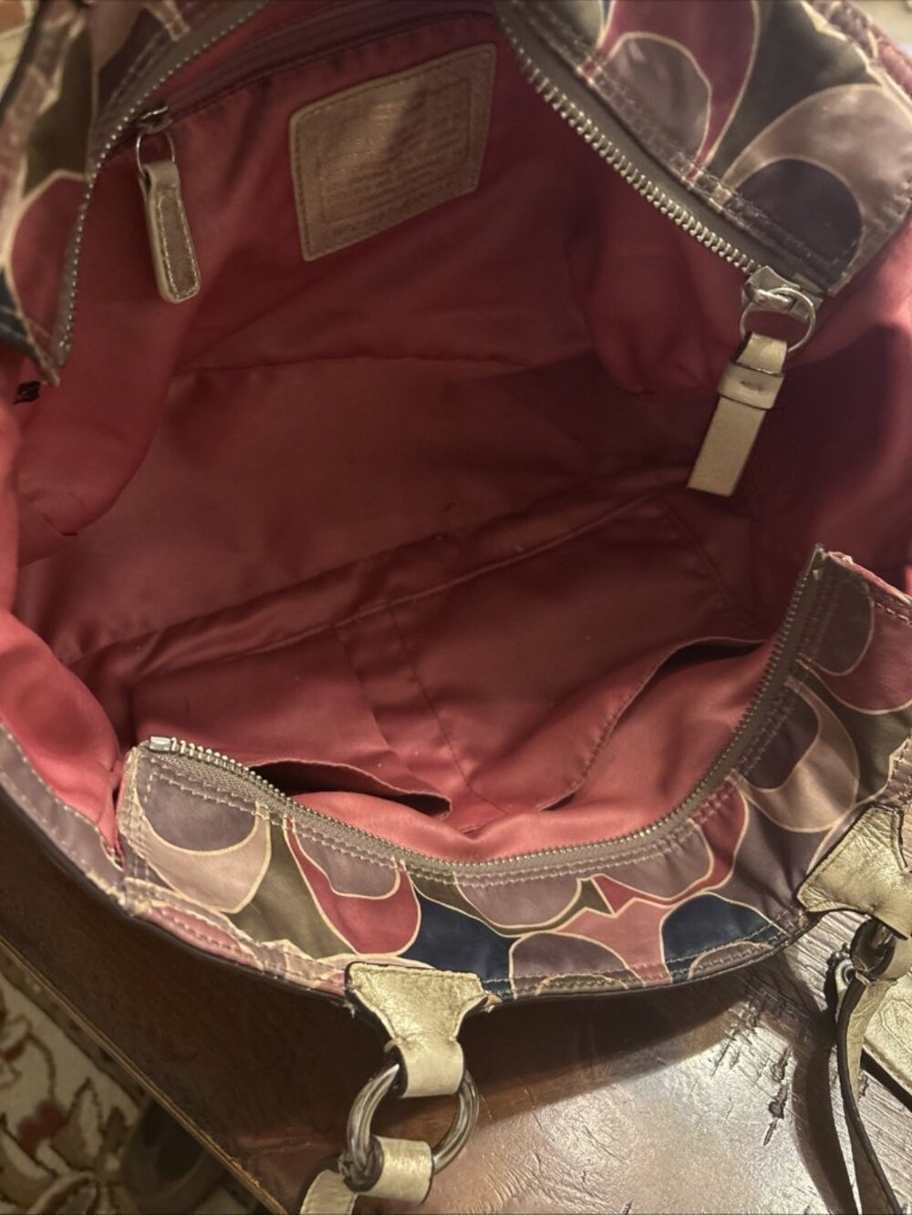 Coach Signature Scarf Sateen Tote Pink - Picture 8 of 8